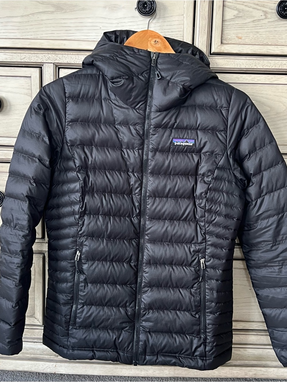 Patagonia Black Hooded Puffer Jacket XS